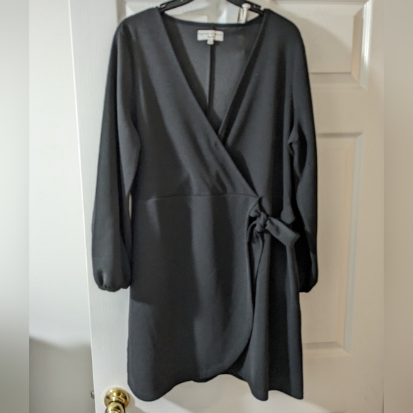 Madewell Texture and Thread black wrap dress XL , like new - Picture 1 of 9